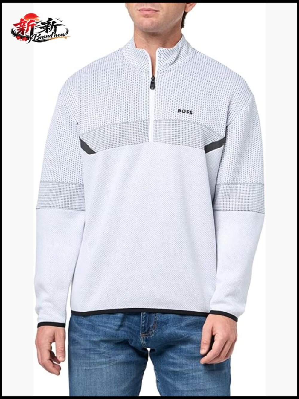 Men's Jacquard Two Tone Pixel Quarter Zip Sweatshirt